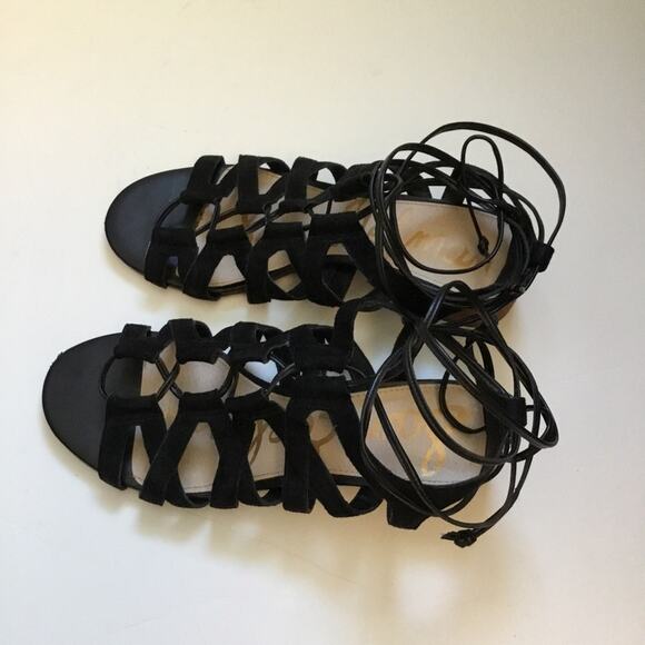 Sam Edelman Black Suede Sandals with Laces - Picture 2 of 9